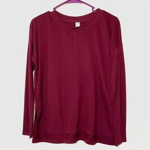 Old Navy Active | Burgundy Long-Sleeve Side-Vent Lounge Sweatshirt/Top XS